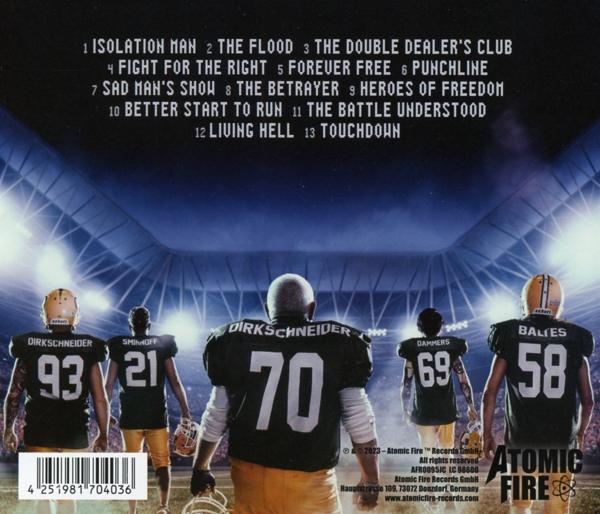 Albumcover mit Footballspielern auf dem Feld. Text enthält Bandname, Albumtitel und Titelliste.