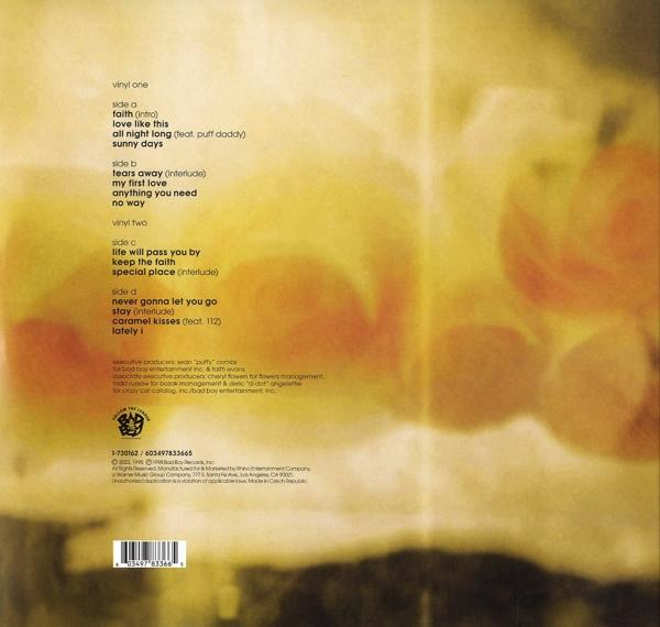 Rückseite einer Vinyl-Schallplatte mit Text über Songs. Die Hülle hat einen Sepia-Ton.