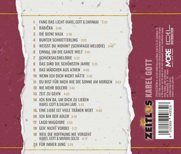 Rückseite der CD mit Songtiteln und Künstlerinformationen.