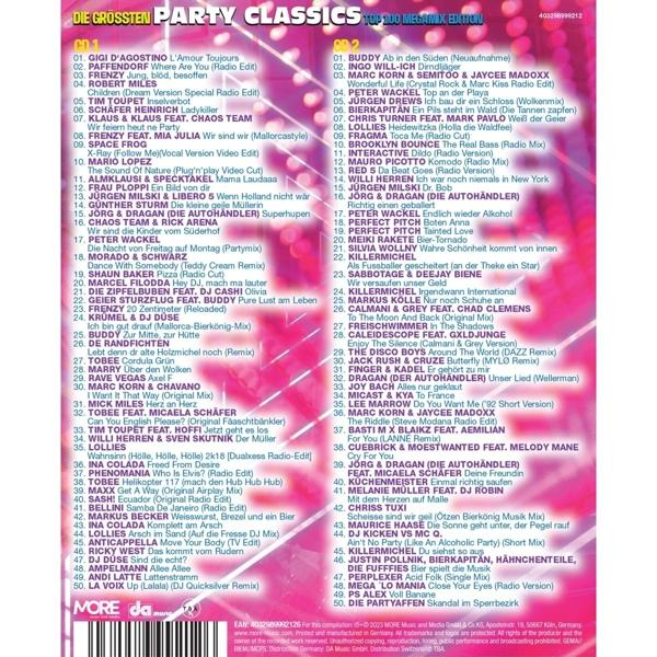 Ein Magazincover mit mehreren Songtiteln und Künstlern. Der Titel ist auf Deutsch. Es ist ein Party-Klassiker.