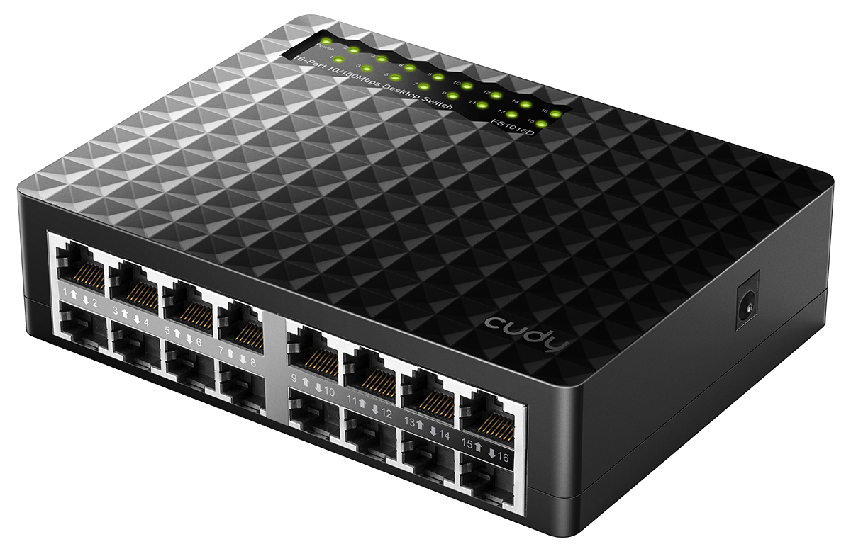 CUDY FS1016D 16 portos asztali switch, 10/100 Mbps, fekete (218882)