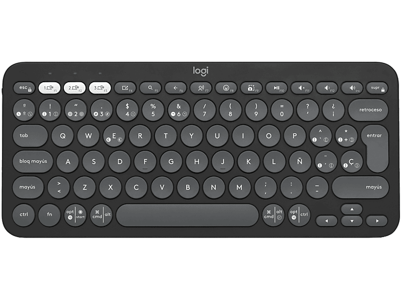 Teclado inalámbrico  Logitech K380S, Bluetooth-USB, Multidispositivo,  Multisistema, Teclas programables, Teclas de accesos directos, Negro