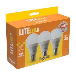 LAMPADINA LED BEGHELLI 3PZ LITLED6GOC13WE27-6.5K