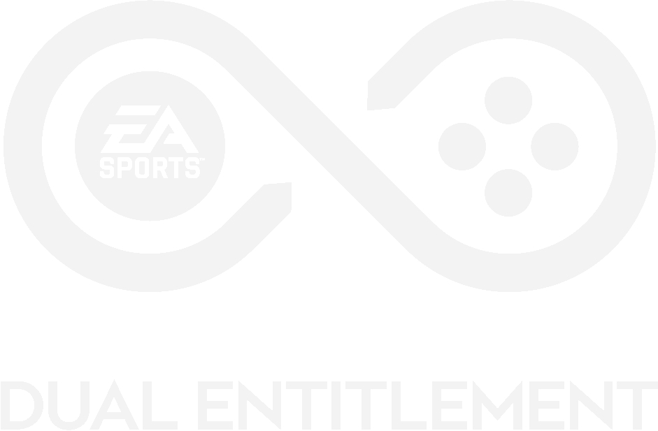EA Sports Logo mit Controller in der Mitte. Darunter Text: 'DUAL ENTITLEMENT'.
