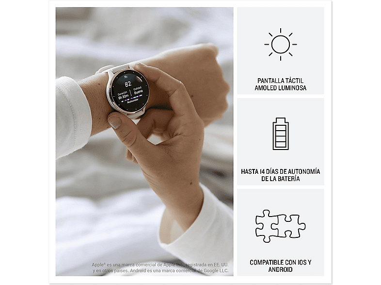 Reloj deportivo - Garmin Venu 3S, Verde, 41 mm, Correa 18 1.2", Autonomía 10 días, +30 deportes – imagen 2