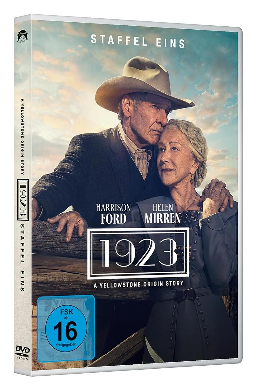 DVD-Hülle des Films 1923 mit Harrison Ford und Helen Mirren auf der Vorderseite.