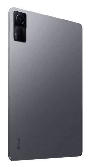 Ciemnoszary tablet z czarnym modułem aparatu z tyłu.