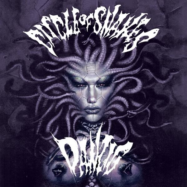 Album borító Medusa-szerű nővel, kígyó hajjal és a 'Circle of Snakes' zenekar nevével.