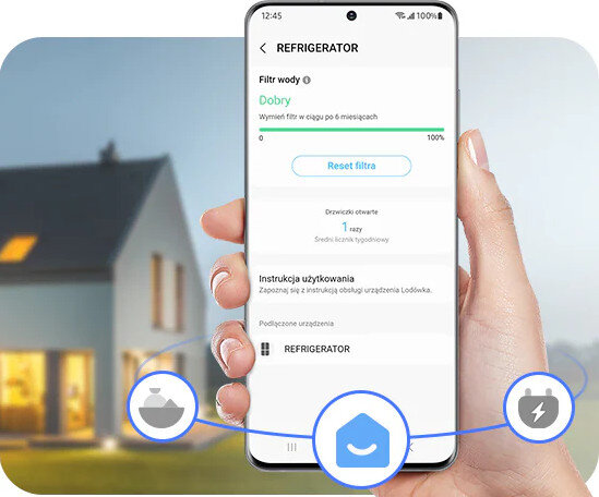 Lodówka Side by side SAMSUNG RS68CG885EB1EF 178cm Grafitowa stal No Frost RS8000 Wi-Fi