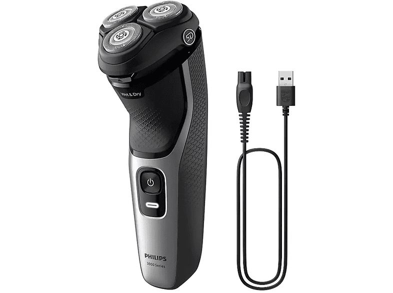 Philips S3143/02, Series 3000 Elektrischer Herrenrasierer (Akkubetrieb, Hellsilber, Wet & Dry mit 5-dimensional bewegl. Flex-Scherköpfe) — Foto 3 von 5