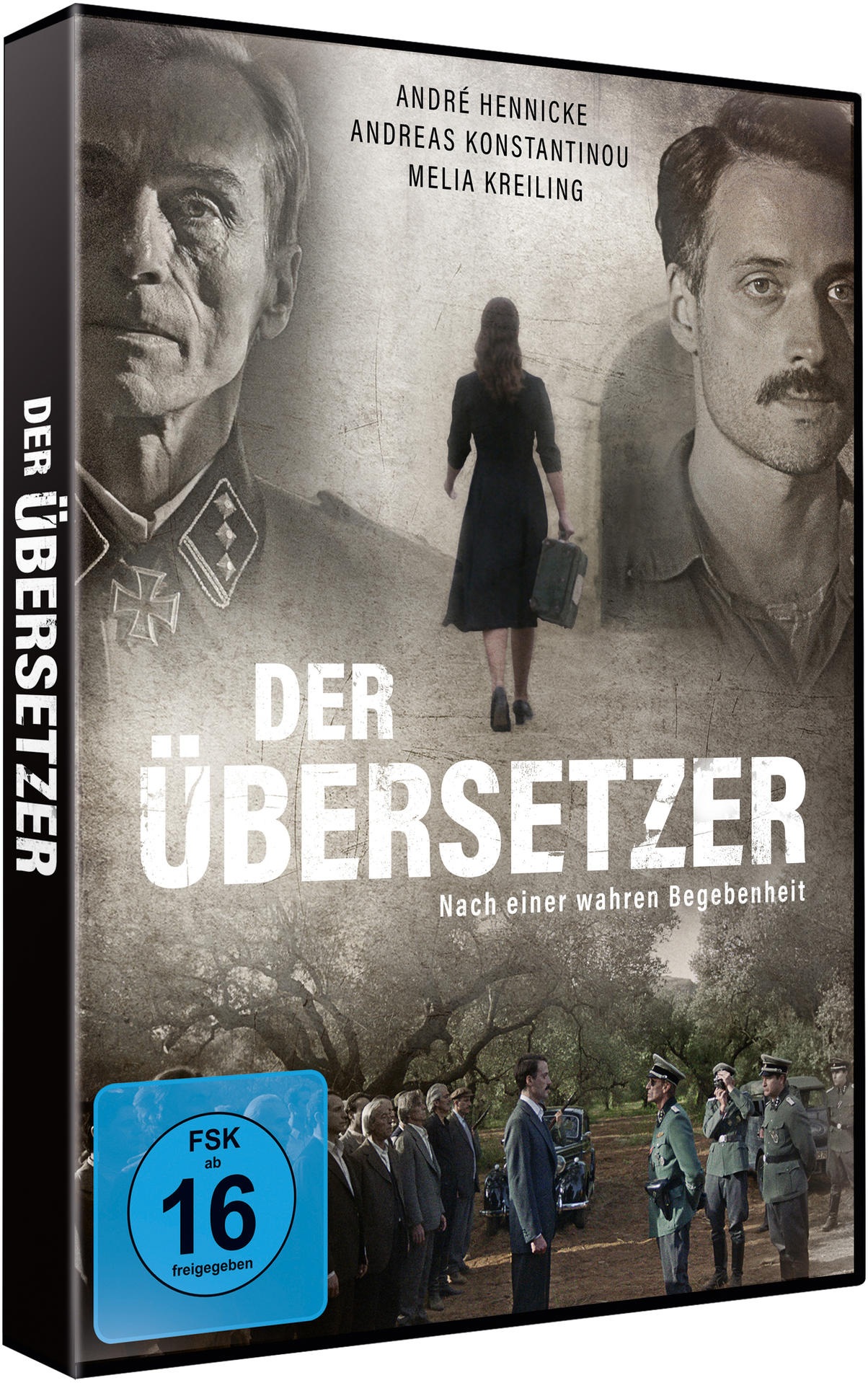 DVD-Cover für den Film 'Der Übersetzer'. Zeigt Schauspieler und eine Szene aus dem Film mit deutschem Text.