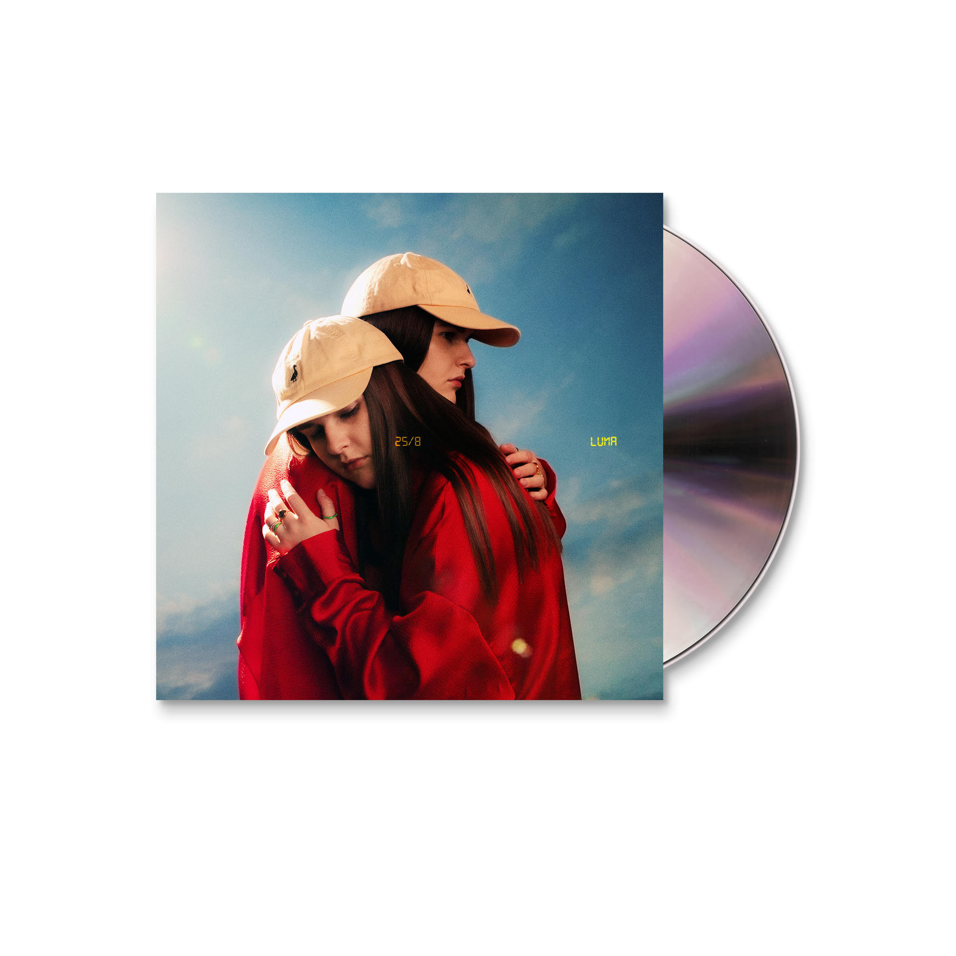 Albumcover mit zwei Frauen, die sich umarmen, und einer CD.
