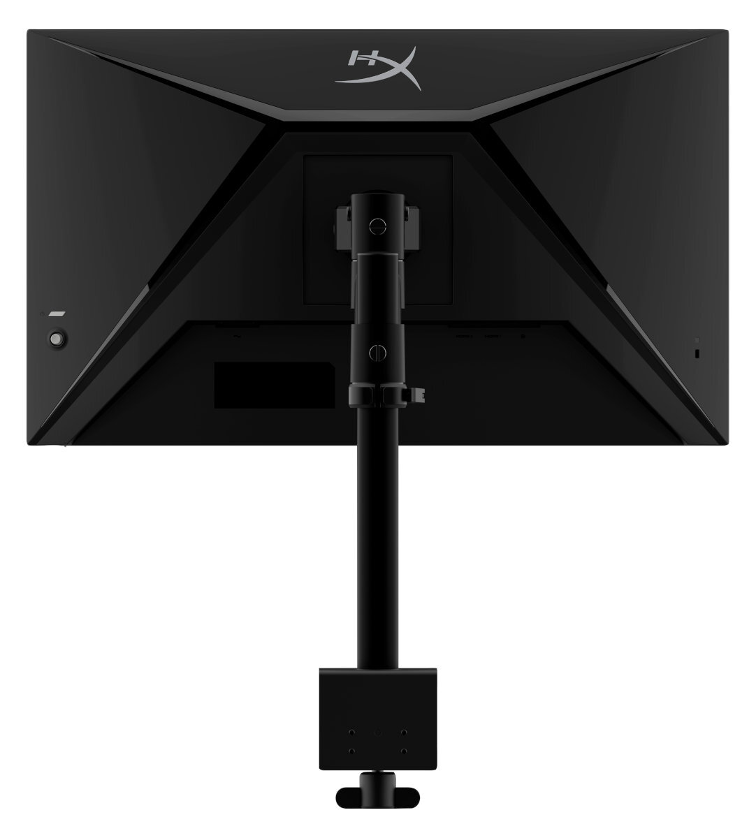 Tył czarnego monitora komputera z dołączoną podstawką.