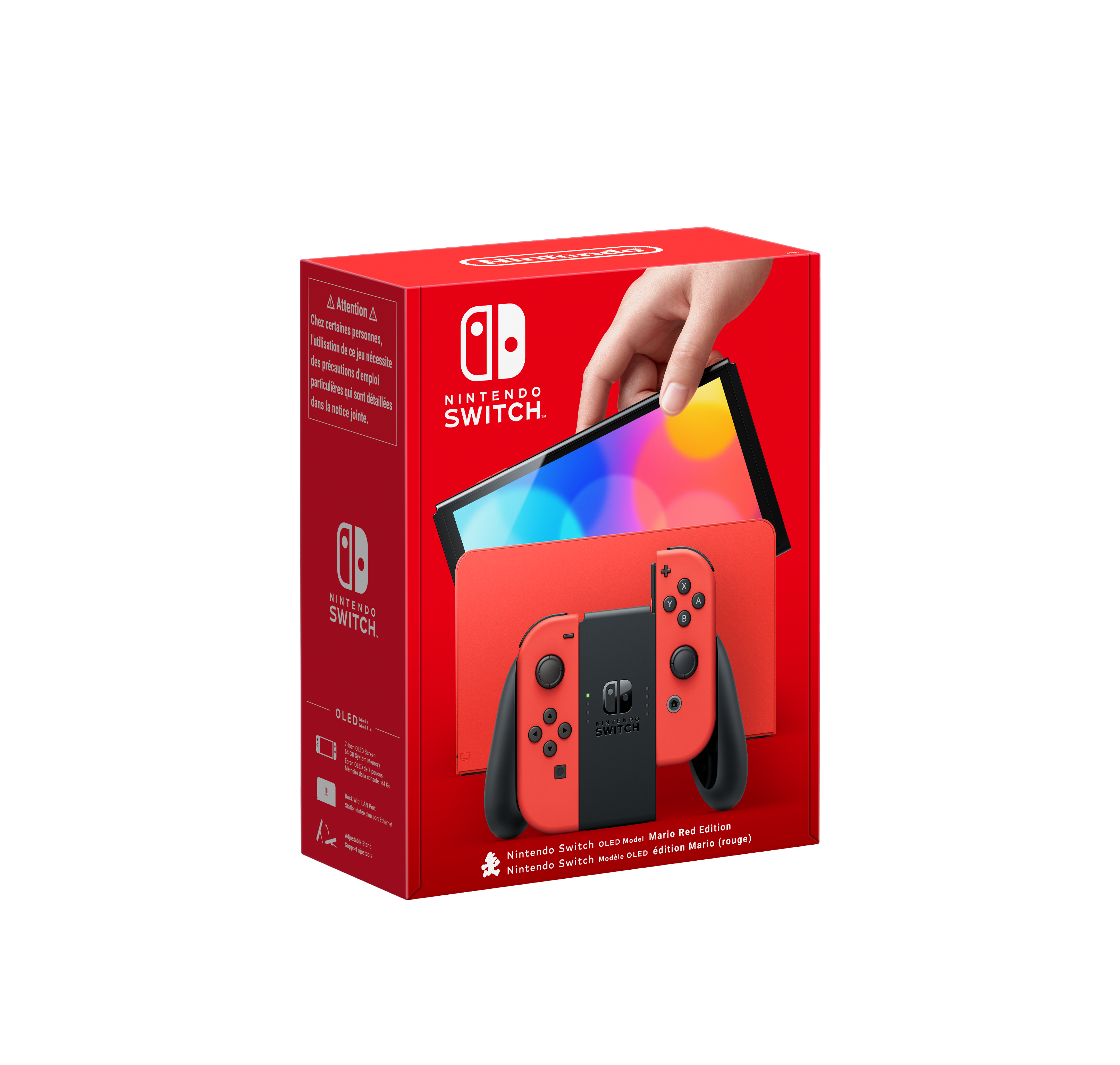 Caja de Nintendo Switch con Joy-Cons rojos.