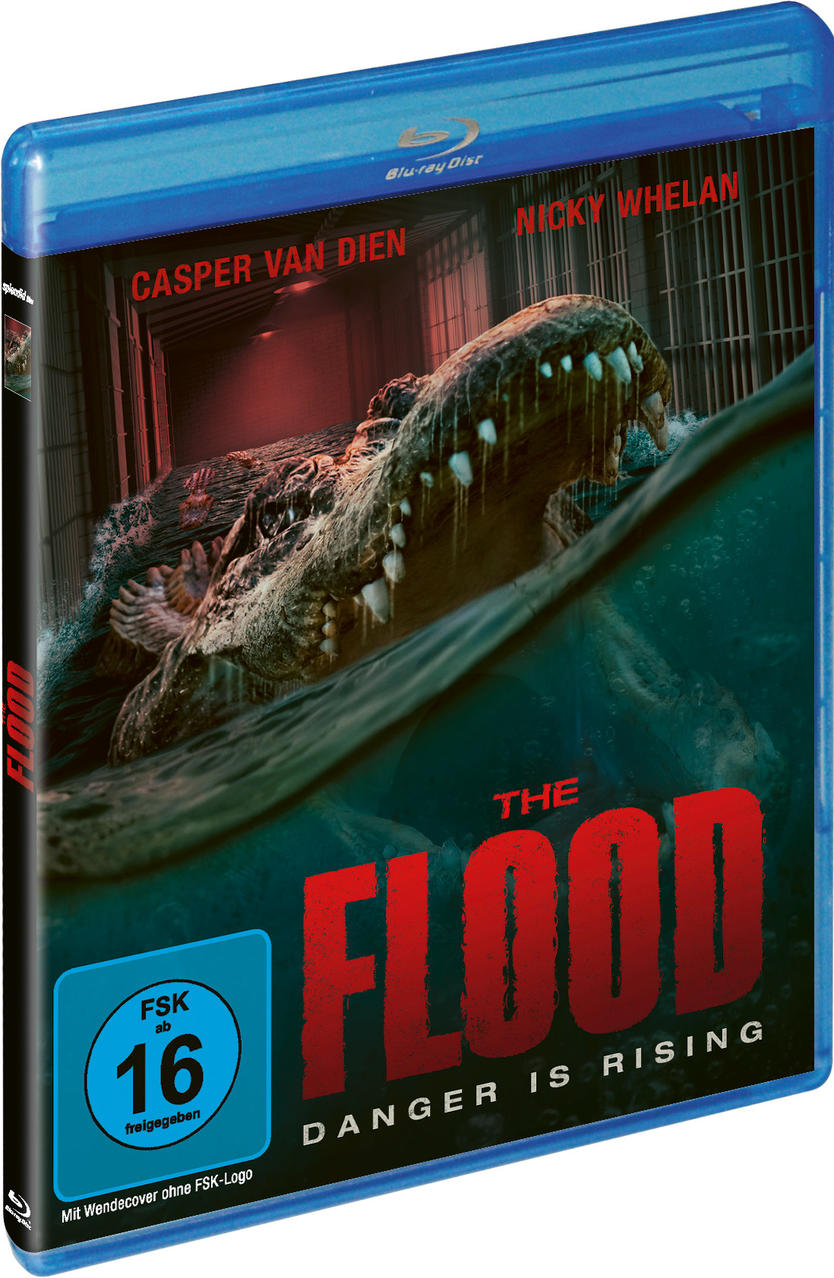 Die Flut Blu-ray Disc. Ein Krokodil im Wasser ist auf dem Cover.