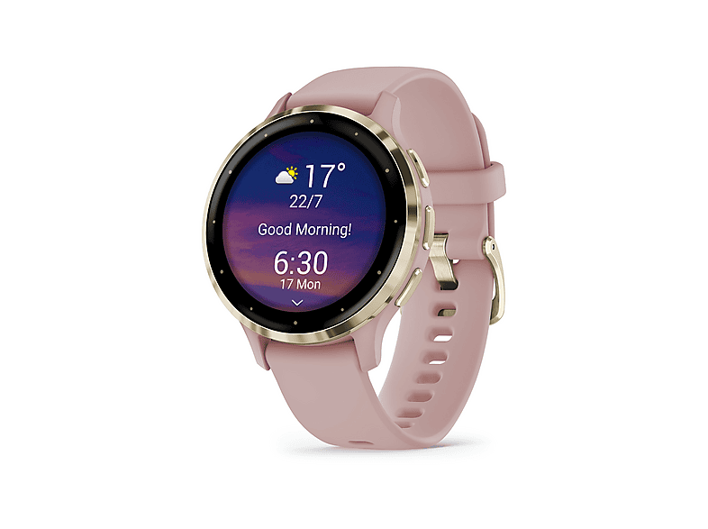 Garmin Venu 3s jasnozłota ramka z paskiem w kolorze dust rose – zdjęcie 2