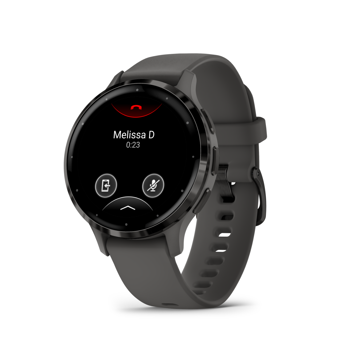Smartwatch displaying a call from Melissa D.