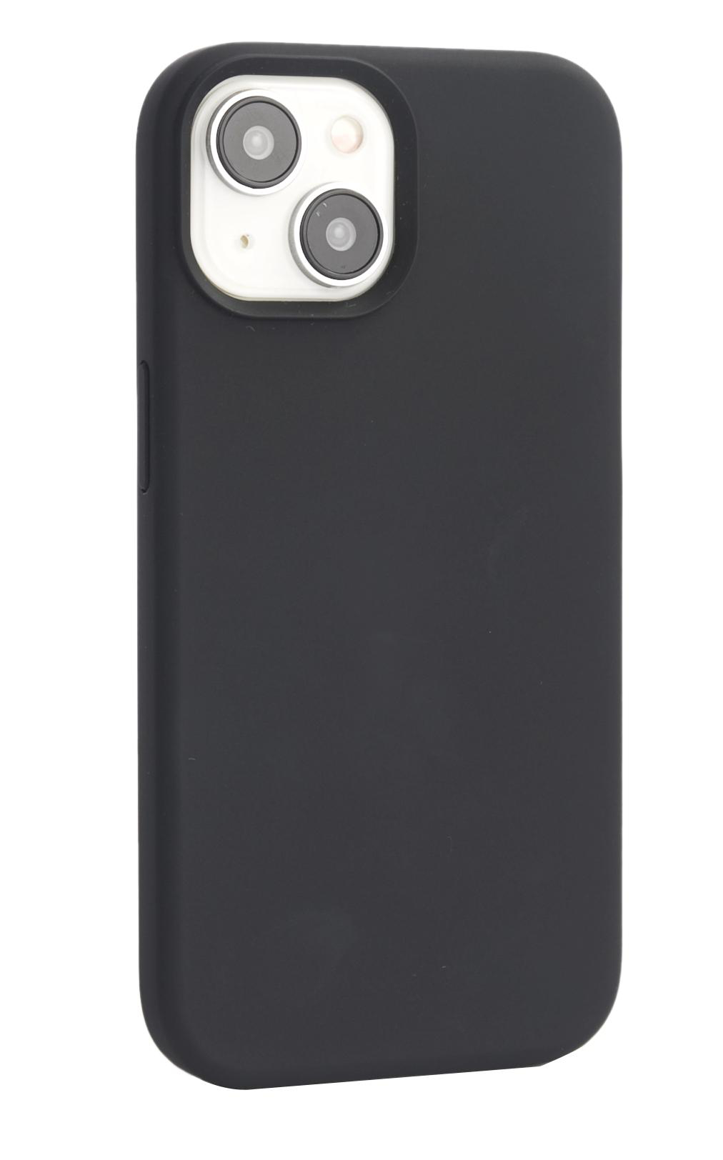 Schwarze iPhone-Hülle mit drei Kameralinsen und einem weißen Kamerabuckel.