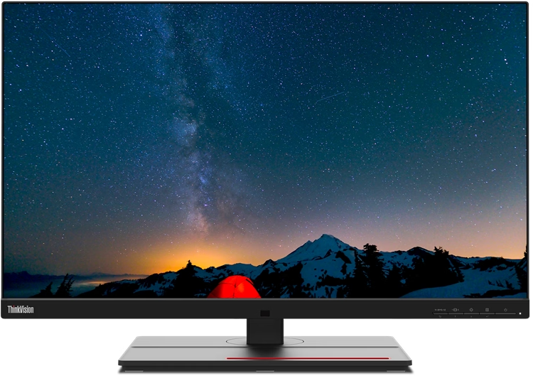 Computermonitor mit sternenklarem Nachthimmel, Berg und Zelt.
