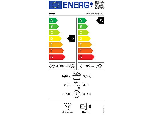 Pralko-suszarka HAIER HWD90-B14959U1-S I-Pro Seria 5