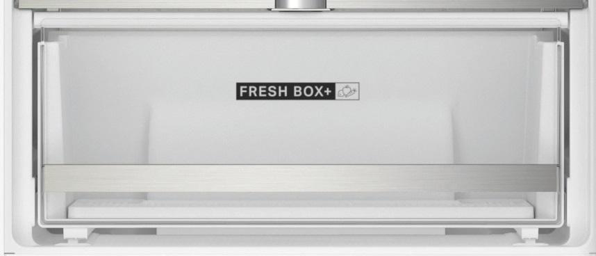 Nahaufnahme einer Kühlschublade mit der Aufschrift "FRESH BOX+".