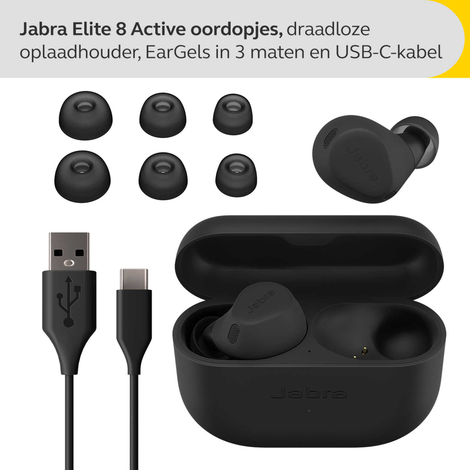 Jabra Elite 4 Active Marineblauw Belkin Boost Up Draadloze Oplader