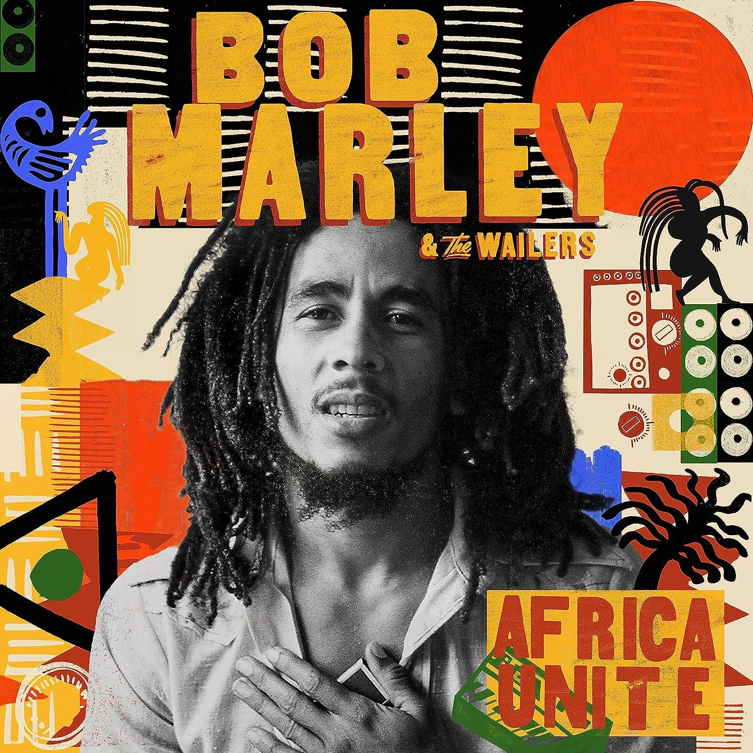 Bob Marley album borítója. Ő a középpontban, a 'Bob Marley & The Wailers' szöveg felül. 'Africa Unite' alul.