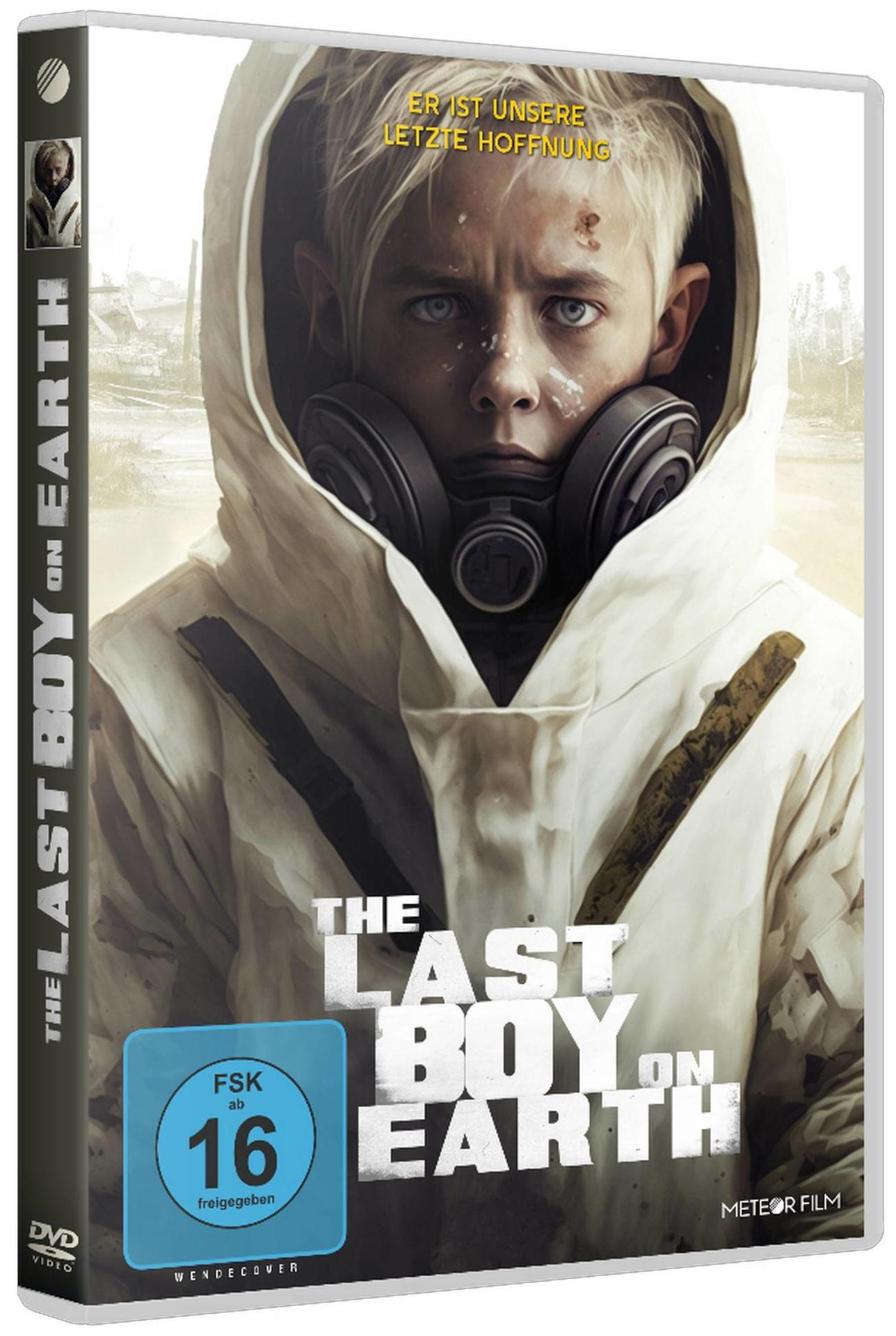 DVD-Hülle für "The Last Boy on Earth". Sie zeigt einen Jungen mit Gasmaske und weißem Mantel.