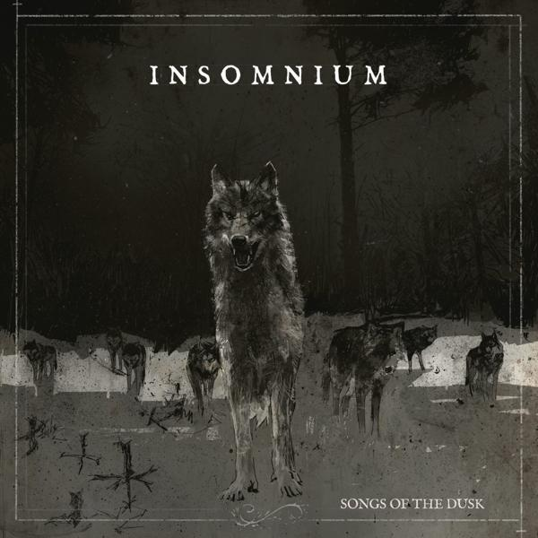 Albumcover. Ein Wolf in einem dunklen Wald mit anderen Wölfen.