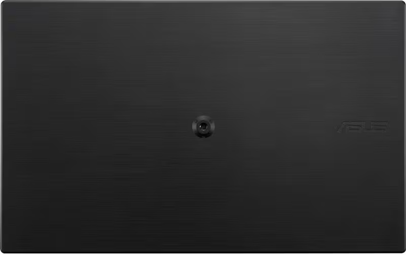 Schwarze Laptop-Rückseite mit ASUS-Logo.