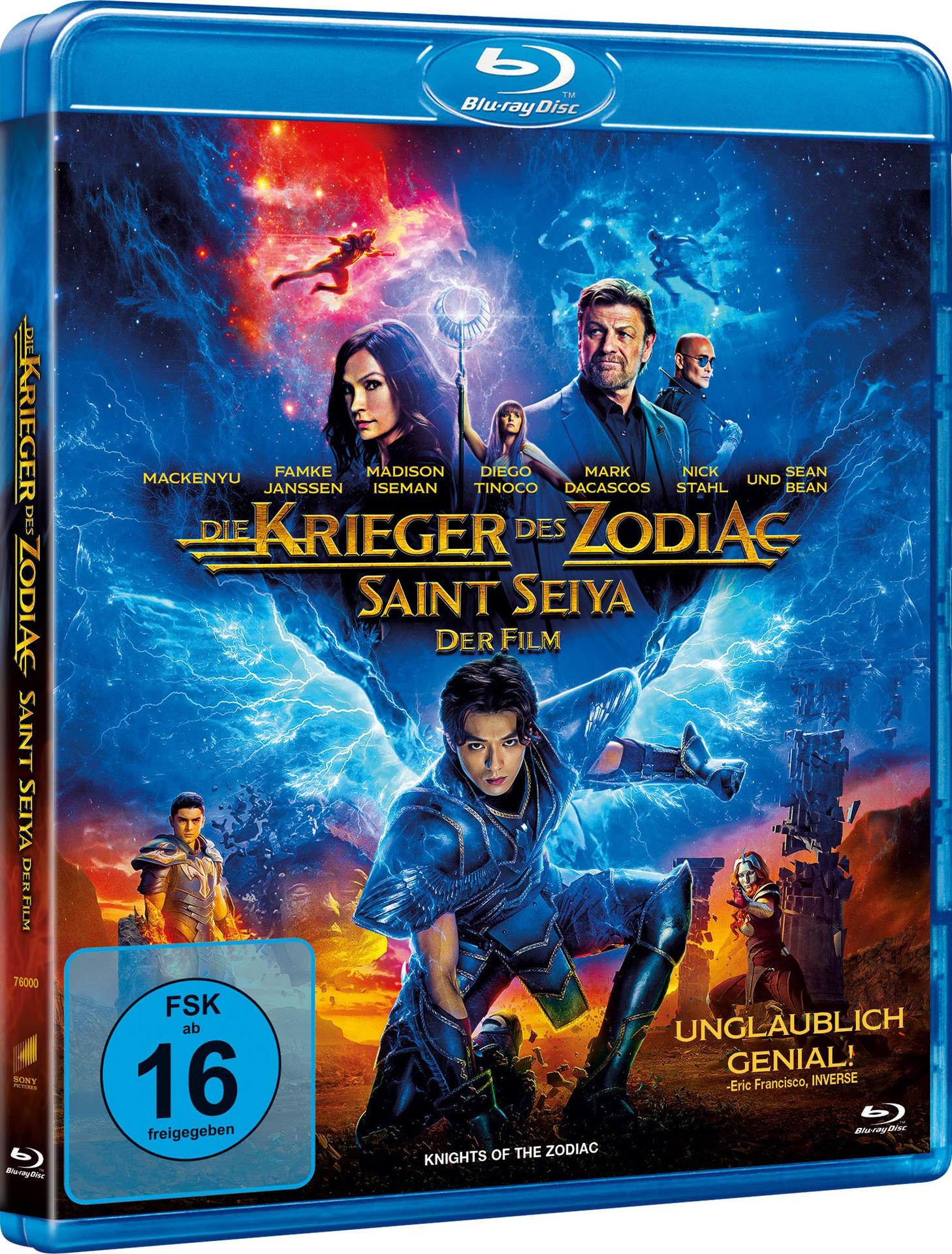 Blu-ray-Hülle mit Filmtitel und Schauspielern. Zeigt eine Action-Szene in Blau und Rot.