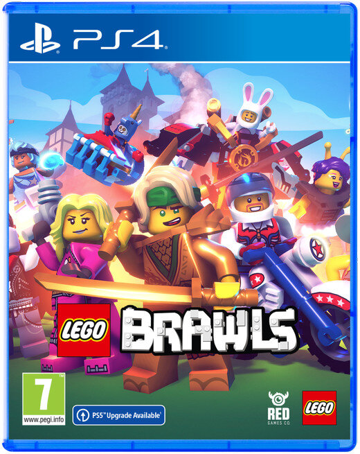 Pudełko z grą na PS4. LEGO Brawls przedstawia postacie LEGO w kolorowym, pełnym akcji otoczeniu.