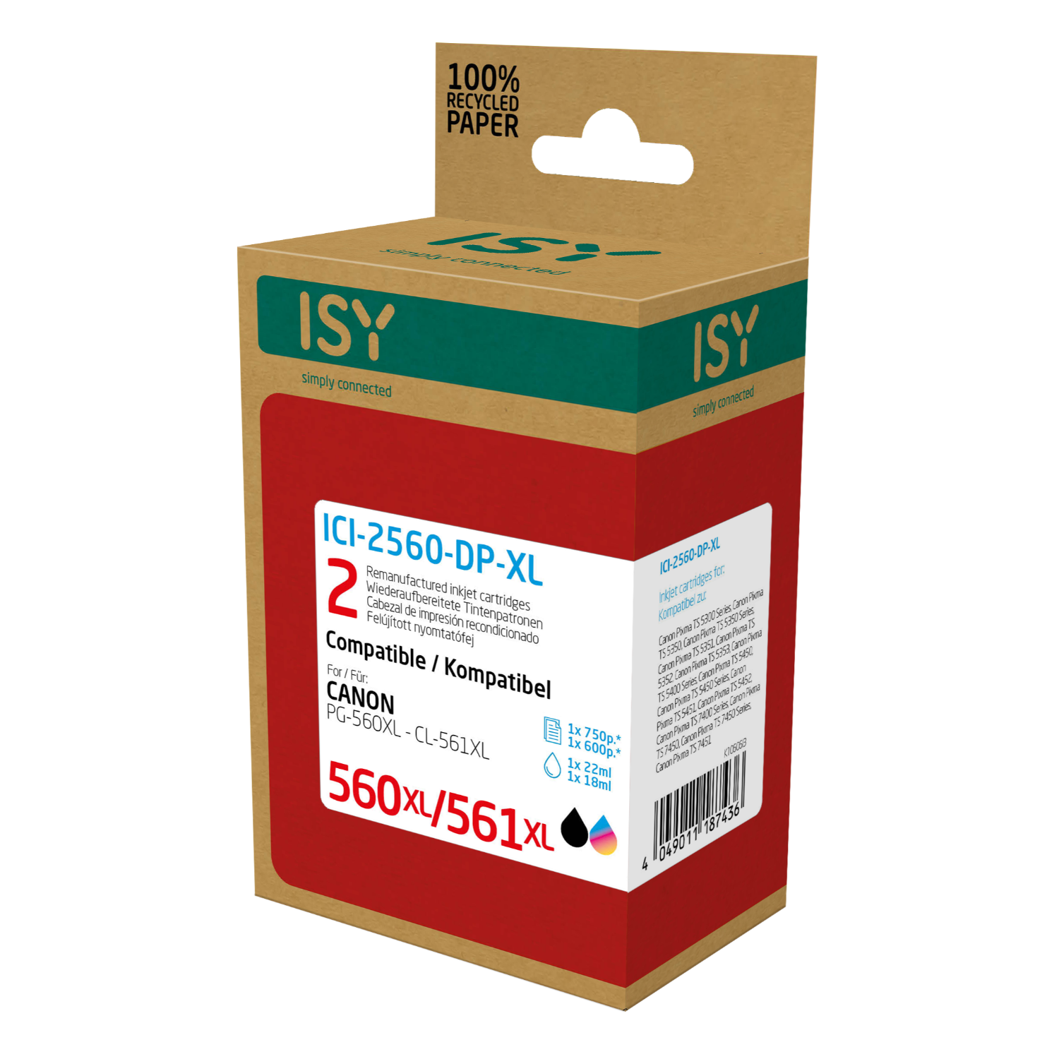 A box of ISY inkjet cartridges. Text and images are on the box.