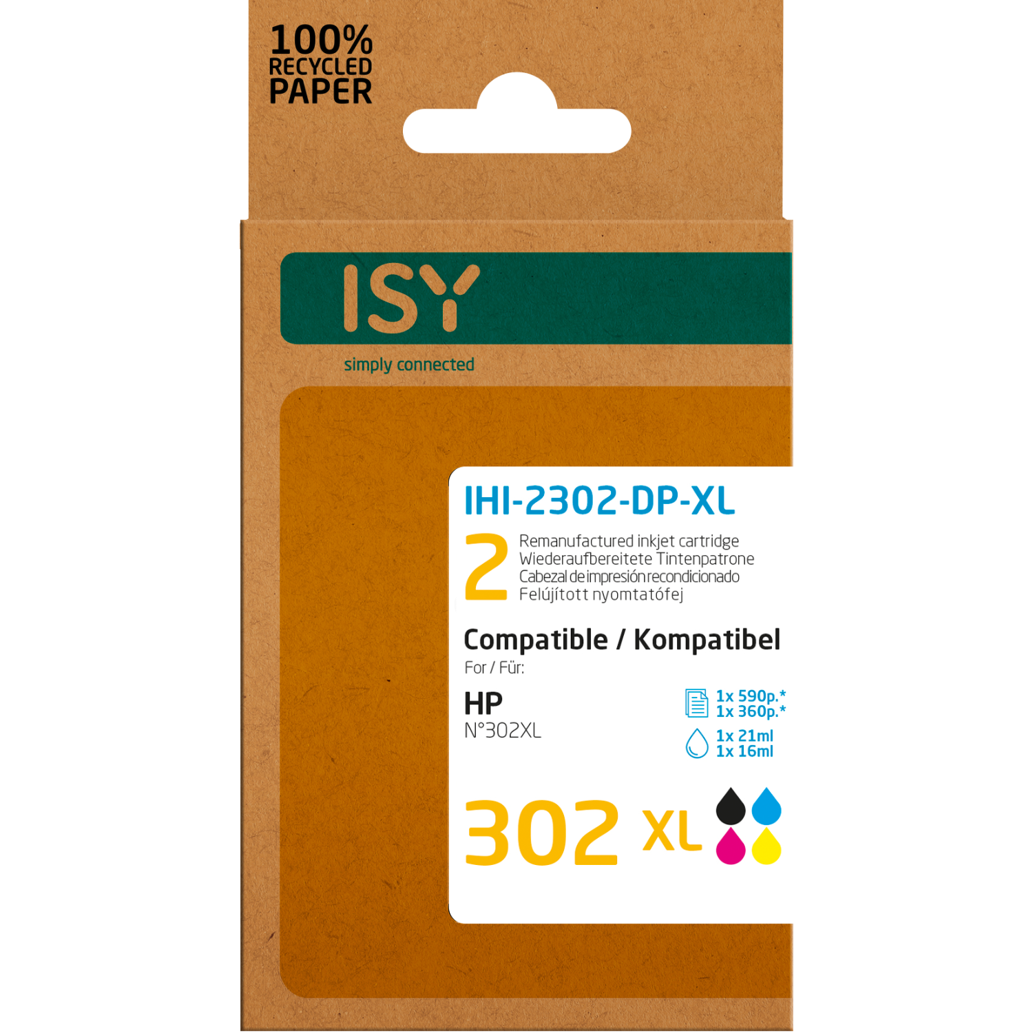 ISY Multipack 2 HP 302xl Bk+cl