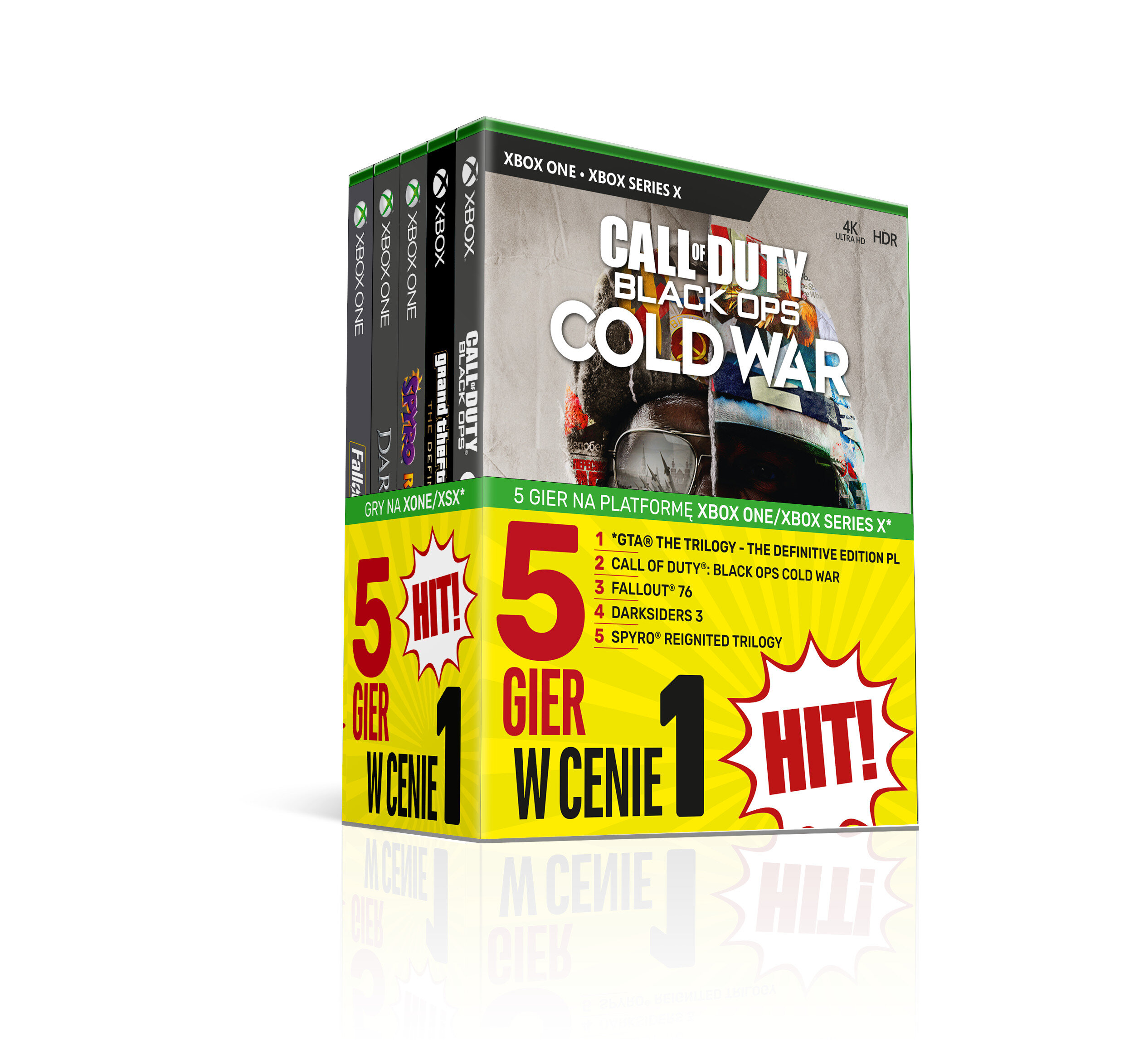 Gra Xbox One Zestaw 5 gier: Spyro Reignited Trilogy + Darksiders 3 + Fallout 76 + Call of Duty: Black Ops Cold War + Grand Theft Auto: The Trilogy -