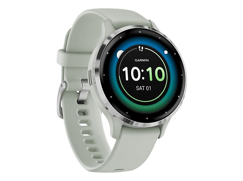 GARMIN Venu 3S - GPS-Smartwatch (110-175 mm, Silikon, Salbeigrau/Silber)