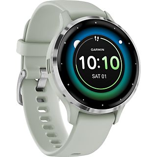 GARMIN Venu 3S - GPS-Smartwatch (110-175 mm, Silikon, Salbeigrau/Silber)