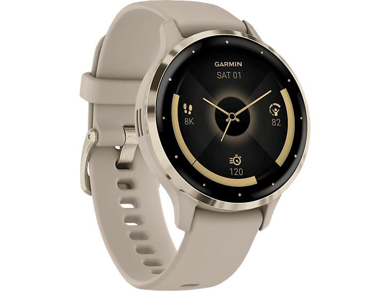 GARMIN Venu 3S - GPS-Smartwatch (110-175 mm, Silikon, French Gray/Softgold)