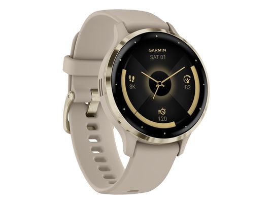 GARMIN Venu 3S - GPS-Smartwatch (110-175 mm, Silikon, French Gray/Softgold)