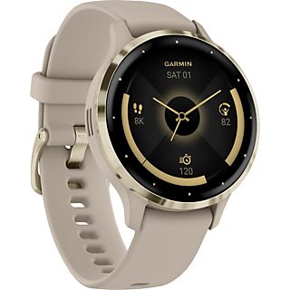 GARMIN Venu 3S - GPS-Smartwatch (110-175 mm, Silikon, French Gray/Softgold)