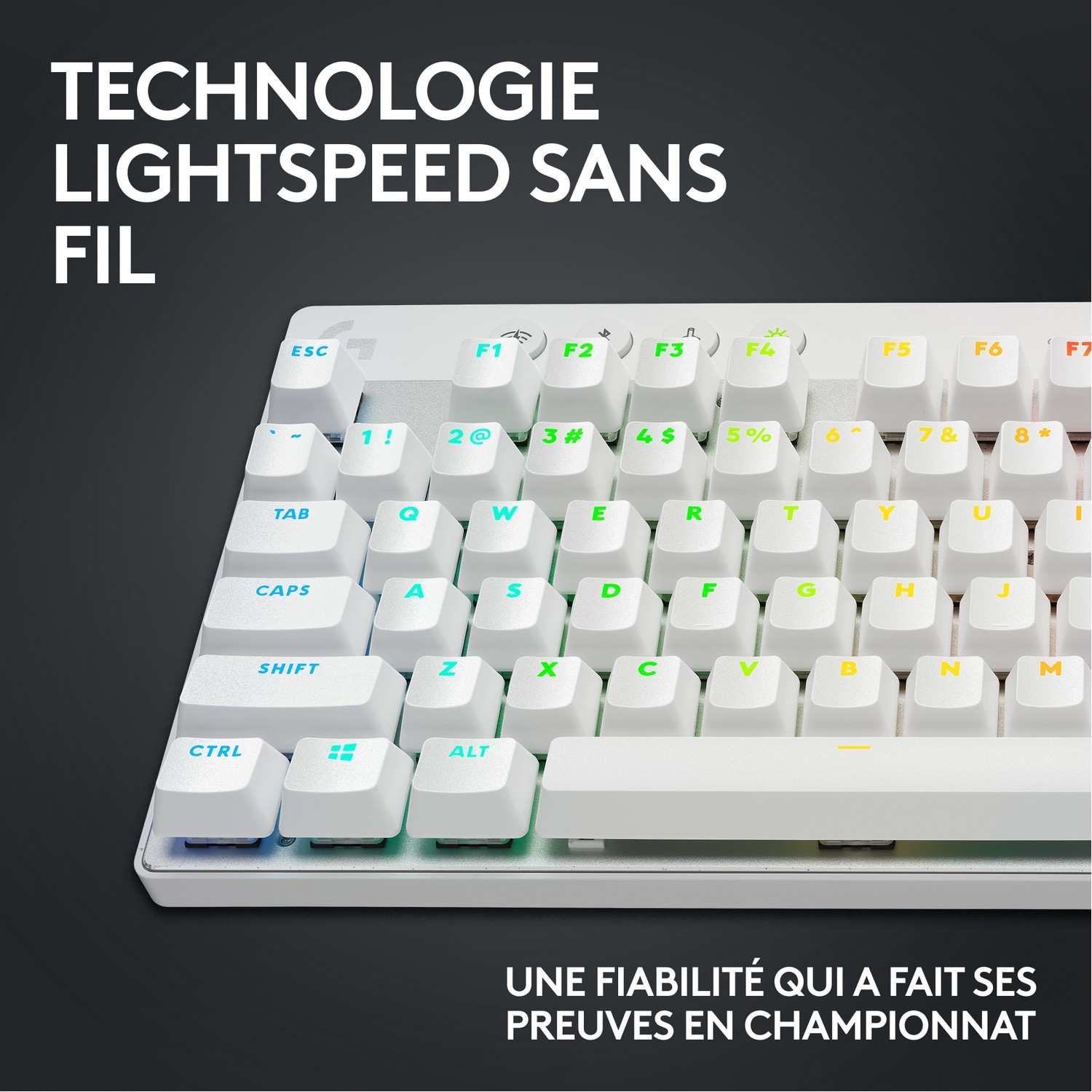 LOGITECH Clavier gamer sans fil G PRO X TKL Lightspeed AZERTY Blanc (920-012145)