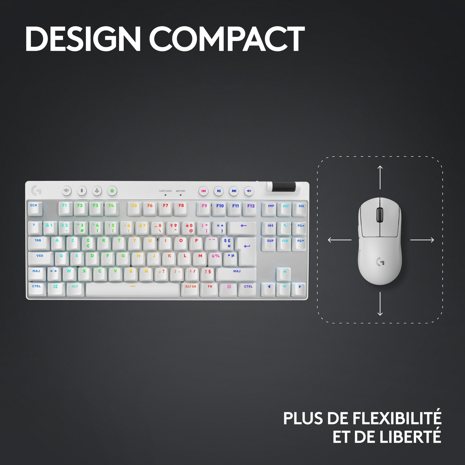 LOGITECH Clavier gamer sans fil G PRO X TKL Lightspeed AZERTY Blanc (920-012145)