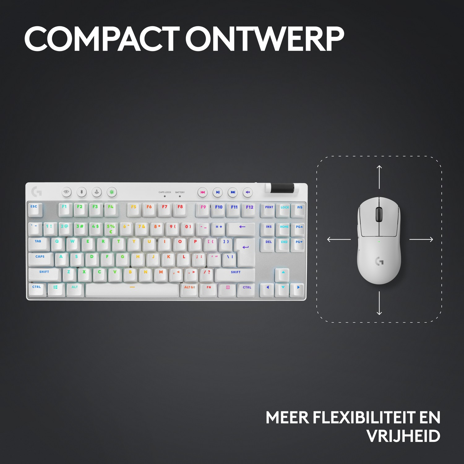LOGITECH Draadloos gamingtoetsenbord G PRO X TKL Lightspeed AZERTY Wit (920-012145)