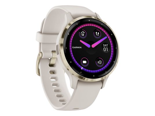 GARMIN Venu 3S - Smartwatch con GPS (110-175 mm, Silicone, Avorio/Oro tenue)