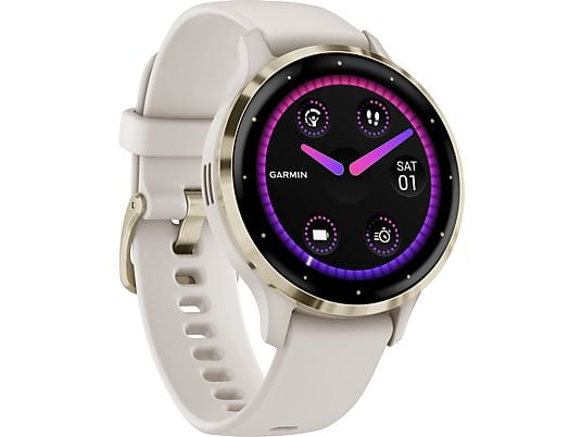 GARMIN Venu 3S - GPS-Smartwatch (110-175 mm, silicone, Ivoire/Soft Gold)