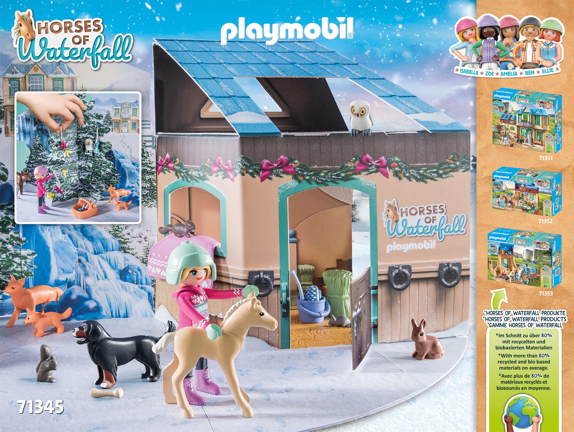 PLAYMOBIL 71345 Adventskalender Pferde: Weihnachtliche Schlittenfahrt Spielset, Mehrfarbig