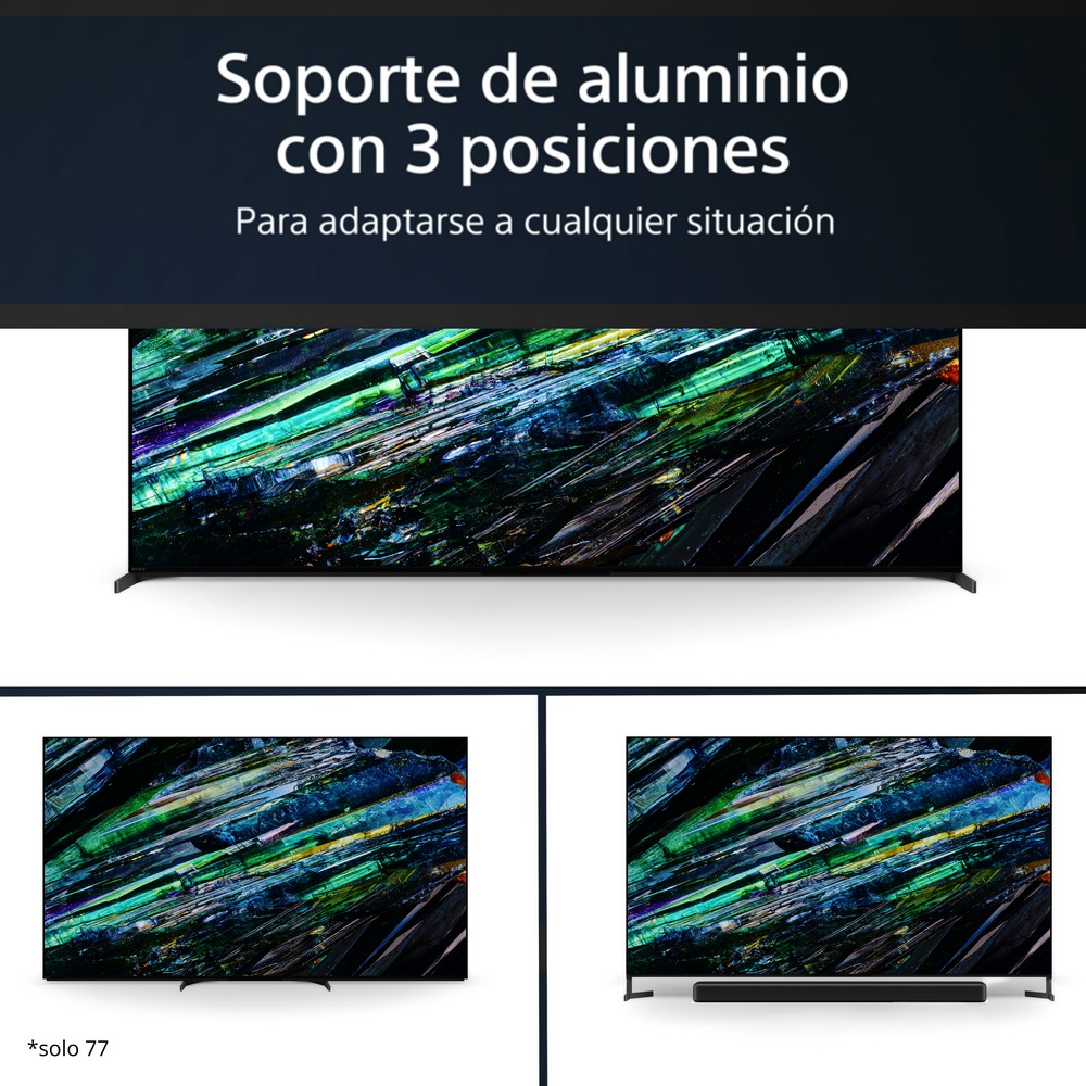 Se muestra una pantalla grande con tres posiciones diferentes. Es publicidad.