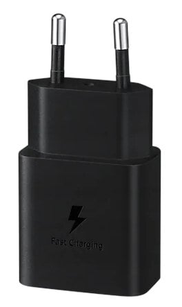 Czarna ładowarka Samsung Fast Charging z wtykami i portem USB-C.