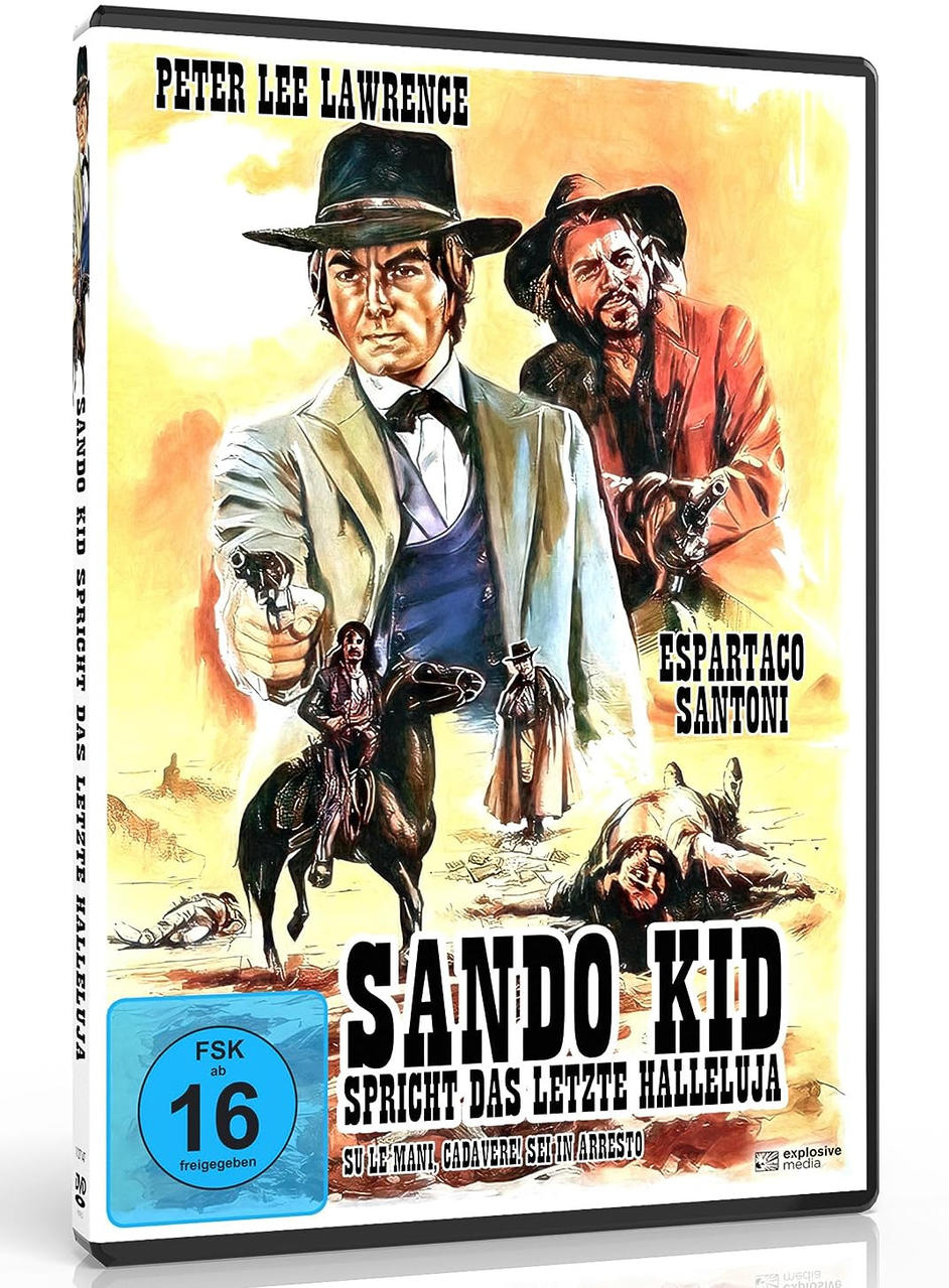 Filmcover: Sando Kid mit zwei Männern, einer auf dem Pferd mit Waffen.