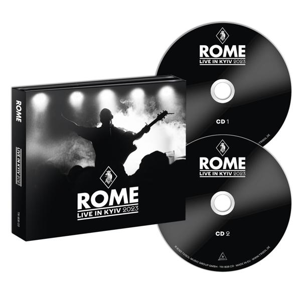 CD-Set von Rome Live in Kyiv 2023. Enthält Box und zwei schwarze CDs mit weißem Text.